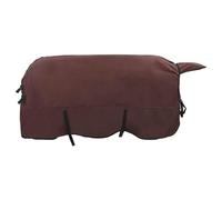 Couverture de cheval entièrement marron foncé 125 cm en polyester, imperméable et respirante pour pâturage, écurie et extérieur, avec sangle de poitrine réglable pour une protection chaude d'hiver et