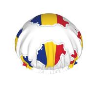 Couverture de cheveux pour la douche avec drapeau de la Roumanie - Réglable - Grand bonnet de douche imperméable et élégant