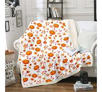 Couverture de citrouille d'Halloween,Joyeuse automne,100x130 cm,Douces fleurs d'automne,Feuilles d'érable,Couverture en polaire,Pour enfants garçons et filles,Décoration de la maison