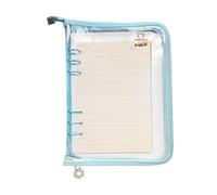 Couverture de classeur - 6 anneaux en PVC transparent, fermeture éclair, facile à nettoyer et à entretenir, organiseur multi-usage, protecteur pour carnet d'école, 17,8 cm