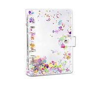 Couverture de classeur A5, classeur à anneaux en PVC souple transparent à 6 trous avec paillettes scintillantes étanche pour cahier à feuilles mobiles pour école, bureau à domicile