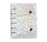 Couverture de classeur de budget A7 en PVC transparent à 6 anneaux en forme d'étoile pailletée rechargeable avec haut niveau d'apparence, résistante à l'usure (A7)