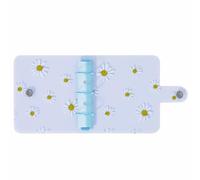 Couverture de classeur en PVC avec motif marguerites, format A8, mini protège-feuilles mobiles avec bouton-pression, couverture rechargeable à 3 anneaux (bleu)