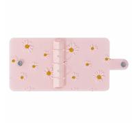 Couverture de classeur en PVC avec motif marguerites, format A8, mini protège-feuilles mobiles avec bouton-pression, couverture rechargeable à 3 anneaux (rose)