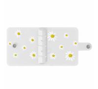 Couverture de classeur en PVC avec motif marguerites, format A8, mini protège-feuilles mobiles avec bouton-pression, couverture rechargeable à 3 anneaux (blanc)