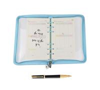 Couverture de classeur | Protecteur de fermeture éclair en PVC transparent à 6 anneaux | 25,4 x 17,8 cm | Pour carnet rechargeable, école, entreprise, étude, maison, voyage