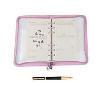 Couverture de classeur | Protecteur de fermeture éclair en PVC transparent à 6 anneaux | 25,4 x 17,8 cm | Pour carnet rechargeable, école, entreprise, étude, maison, voyage