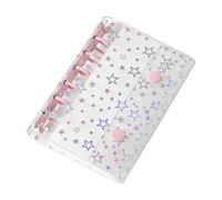 Couverture de classeur transparente A7 avec motif étoile scintillante - Couverture colorée rechargeable à 6 anneaux pour carnet | Dossier en PVC scintillant pour bricolage, scrapbooking, rangement