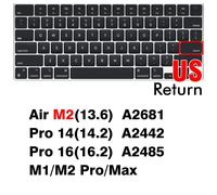 Couverture de clavier pour Macbook Air 13 11 Pro 14/16 M1 Touch Bar 15 12 Retina,en Silicone,A2179 A2337 A2338 A2442 US EU - Type US Air 13 Pro 14 16