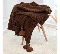 Couverture De Climatisation De Style Nordique En Tricot Avec Pompons, 120 * 150CM 150 * 200CM Couverture De Lit Douce Et Chaude Plaid Jeté De Canapé Flanelle Couverture De Canapé Beige