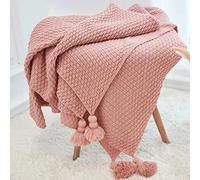 Couverture De Climatisation De Style Nordique En Tricot Avec Pompons, 120 * 150CM 150 * 200CM Couverture De Lit Douce Et Chaude Plaid Jeté De Canapé Flanelle Couverture De Canapé Beige