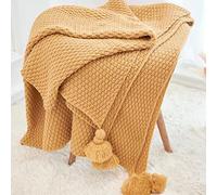 Couverture De Climatisation De Style Nordique En Tricot Avec Pompons, 120 * 150CM 150 * 200CM Couverture De Lit Douce Et Chaude Plaid Jeté De Canapé Flanelle Couverture De Canapé Beige