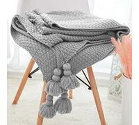 Couverture De Climatisation De Style Nordique En Tricot Avec Pompons, 120 * 150CM 150 * 200CM Couverture De Lit Douce Et Chaude Plaid Jeté De Canapé Flanelle Couverture De Canapé Beige