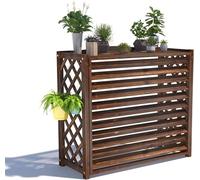 Couverture de climatisation en bois, couvertures de climatisation en bois pour l'extérieur, présentoir de fleurs en bois massif - Décoration de rangement multifonctionnelle, 81 × 31 × 72 cm