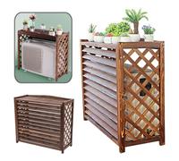 Couverture de climatisation en bois, présentoir for plantes extérieures, écran de clôture de climatiseur en bois, support de fleurs à persiennes, jardinière approfondie supérieure for unités extérieur