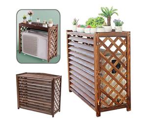 Couverture de climatisation en bois, présentoir for plantes extérieures, écran de clôture de climatiseur en bois, support de fleurs à persiennes, jardinière approfondie supérieure for unités extérieur