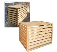 Couverture De Climatisation En Extérieur, 100cm/110cm Cache Climatiseur Exterieur, Couverture De Climatiseur D'Alliage D'aluminium, Support De Fleurs À Persiennes(Beige,110x60x80cm)