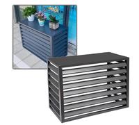 Couverture De Climatisation En Extérieur, 100cm/110cm Cache Climatiseur Exterieur, Couverture De Climatiseur D'Alliage D'aluminium, Support De Fleurs À Persiennes(Black,110x60x80cm)