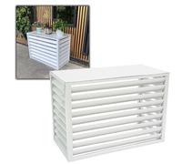 Couverture De Climatisation En Extérieur, 100cm/110cm Cache Climatiseur Exterieur, Couverture De Climatiseur D'Alliage D'aluminium, Support De Fleurs À Persiennes(White,100x50x70cm)