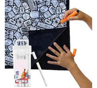 Couverture de coloriage à faire soi-même avec 24 marqueurs 152 x 127 x 1 cm - Couverture de coloriage créative et personnalisée - En polaire douce - Décoration de chambre à coucher