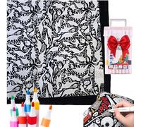 Couverture de coloriage DIY avec 12 stylos de Couleur, 127 x 152,4 cm, Artisanat d'art personnalisé pour Adultes et Enfants, Couverture Polaire en Peluche Lavable pour Les activités familiale Model I