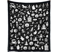 Couverture de coloriage pour Halloween avec marqueurs, couverture de coloriage lavable que vous pouvez colorer pour adultes, 127 x 152,4 cm, couverture en tissu confortable pour adultes, décoration