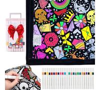 Couverture de coloriage réutilisable 50x60 Inch, Couverture à Colorier DIY, avec 24 Marqueurs de Couleurs, Couvertur à Colorier, Jeté de Dessin en Polaire Douce et Confortable pour enfants et adultes