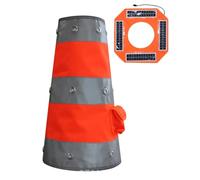 Couverture de cône de route lumineuse à LED solaire-manchon de cône de circulation de visibilité à 360 degrés avec dispositif de charge et réfléchissant-1 pièce(Big)