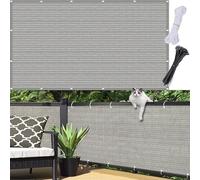Couverture de Écran Jardin 100 x 570 cm, Latéral Balcon Brise-Vue, Diverses Couleurs Tailles Au Choix Tissu Polyéthylène Haute Densité, with Rope pour Porches, Gris Clair