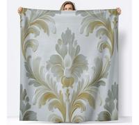 Couverture de Fleurs À Rayures Gris Clair Canapé Lit, Plaid de Élégant Luxueux Chaise Douce Jeté en Flanelle Imprimée - Couvertures Polaire Chaud Cadeau Décoration d'intérieur Maison, 180 x 200 cm