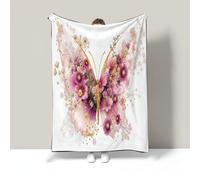 Couverture De Floral Papillon Canapé Lit, Couleur Prune Plaid De Chaise, Douce Jeté Flanelle Imprimée Animaux Fantastiques, Couvertures Polaire Chaud Cadeau, Décoration Maison, 220X240Cm