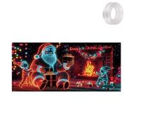 Couverture de Garage de Noël activée par la lumière, Brille dans Le avec Un Père Noël de Dessin animé, décoration de Vacances Plate 2D pour l ' extérieur et l ' intérieur, décoration de Vacances du