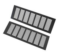 Couverture de Grille d’évent d’air, Grille d'aération rectangulaire en alliage d'aluminium noir, lot de 2, plusieurs tailles(46x320 mm (1 4/5x12 3/5 in))