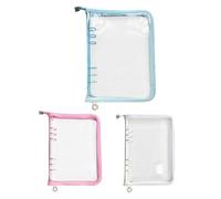 Couverture de journal de classeur - PVC transparent à 6 anneaux | Housse ďe protection pour planificateur à fermeture éclair 25,4 x 17,8 cm, étui đe protection pour école, affaires, études, voyage, ma