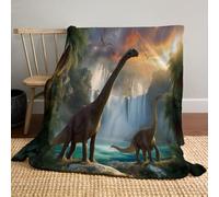 Couverture De Jungle des Chutes Brachiosaurus en Flanelle, Couverture en Flanelle Dinosaures 3D, Moelleuse Douce Et Chaude Décor De Chambre pour Garçon Adolescent Chambre 220x240cm