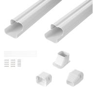Couverture de kit Mini-Split-Line - Couverture décorative de tuyauterie en PVC pour la climatisation - 76,2 mm L x 2270 mm L - Blanc - Convient pour les pompes à chaleur - Peut être peint - Avec 2 con