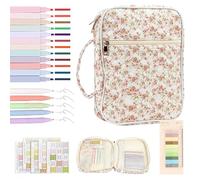 Couverture de la avec Poignée - Protège-Livre en Coton M-et Poche à Fermeture éclair, Écriture Sac de Rangement avec Fournitures d'étude | Sac fourre-tout léger pour Filles Étude Chrétienne