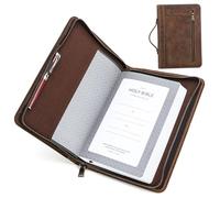 Couverture de la Bible, étui biblique en cuir vintage avec poignée, cas de protection et organisateur pour l'église, les voyages et l'étude Couverture chrétienne signets religieux, Bag, cas, b