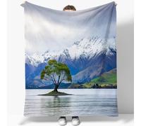 Couverture de Laine 180 x 200 cm 3D Couverture Paysages Naturels Montagnes Lacs Arbres Plaid Couverture Polaire Flanelle Chaude Douce 3D Microfibre Couverture de Lit Couvre-lit Jeté de Canapé