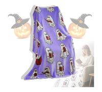 Couverture de lecture fantôme, 127 x 152,4 cm, pour Halloween, fantôme lisant un livre, jeté doux tricoté pour quatre saisons, pour la maison/le bureau (#6)