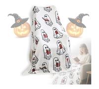 Couverture de lecture fantôme, 127 x 152,4 cm, pour Halloween, fantôme lisant un livre, jeté doux tricoté pour quatre saisons, pour la maison/le bureau (#1)