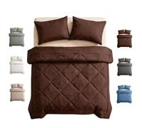 Couverture de lit 2 - en - 1 avec taie d'oreiller - couverture de lit à séchage rapide, couverture climatique anti - allergie en soie glacée, couverture lavable, brown-220 x 240cm