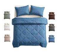 Couverture de lit 2 - en - 1 avec taie d'oreiller - couverture de lit à séchage rapide, couverture climatique anti - allergie en soie glacée, couverture lavable, blue-200 x 200cm