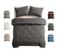 Couverture de lit 2 - en - 1 avec taie d'oreiller - couverture de lit à séchage rapide, couverture climatique anti - allergie en soie glacée, couverture lavable,Grey-220 x 240cm
