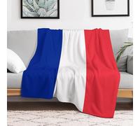 Couverture de lit avec drapeau de la France - Couverture tactique patriotique - Chaude et légère - Décoration d'intérieur pour lit, canapé, camping, voyage - 127 x 152,4 cm