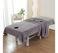Couverture De Lit De Massage Avec Trou Pour Le Visage, Microfibre Epaisse Lavable De Lit Beauty Massage Couch Cover Towel Suitable for Salons SPA and Therapists (Gris,200x100cm(with Face Hole))