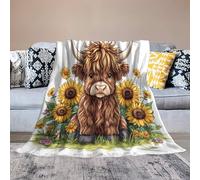 Couverture de Lit Design Vache Highland, Plaid Taureau pour Enfants | Textile Doux pour la Lecture dans la Chambre, les Journées Pluvieuses et les Films du Soir, Taille 130x180cm