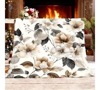 Couverture de Lit en, Douillette pour Enfant 140x180 cm Imprimé Floral RéTro Anti-décoloration Plaid Canapé Doux Confort Plaid Blanc Clair Couverture Sieste Legere Chaude Cadeau Plaids