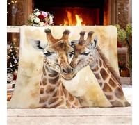 Couverture de Lit en, Douillette pour Enfant 150x200 cm Gros Plan d'une Girafe Animale Anti-décoloration Plaid Canapé Doux Confort Plaid Jaune Couverture Sieste Legere Chaude Cadeau Plaids
