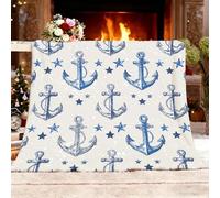 Couverture de Lit en, Douillette pour Enfant 150x200 cm RéTro Ancre éLéMents Anti-décoloration Plaid Canapé Doux Confort Plaid Beige Couverture Sieste Legere Chaude Cadeau Plaids